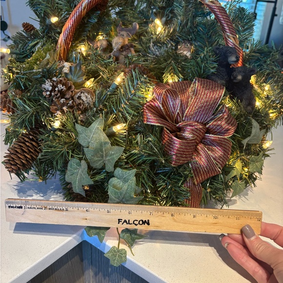 Festive Holiday Basket with Lights and Bow - Picture 3 of 4